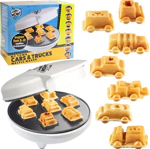 Cars & Trucks Mini Waffle Maker - Make 7 Different Vehicles- Police Car Firetruck Construction Truck & Automobile Shaped Pancakes- Electric Non Stick Iron w Recipe Guide, Kids Gift