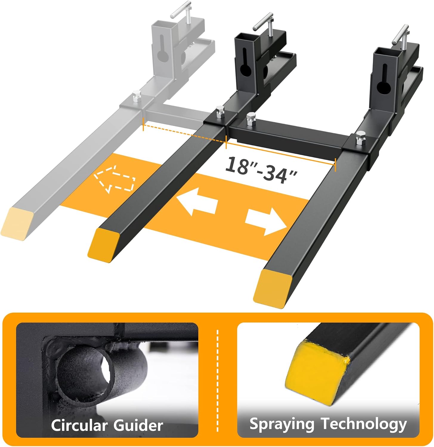 YINTATECH 60" 2000lbs Clamp on Pallet Forks Heavy Duty Tractor Forks with Adjustable Stabilizer Bar Tractor Bucket Forks for Tractor Attachments