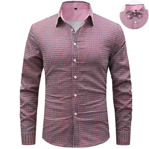 Red & Navy Gingham Button-Up Shirt with Contrasting Pink Lining – A Timeless Casual Wardrobe Staple and Office Essential
