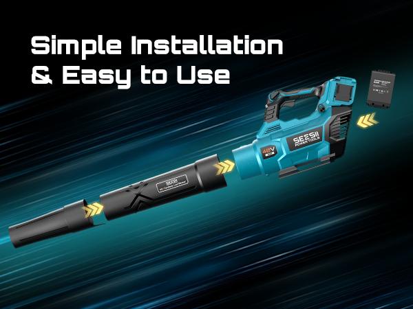 SEESII 40V Cordless Electric Leaf Blower/Snow Blower Cordless, 680CFM/210MPH Brushless Motor with 2 * 5200 mAh Batteries and 2*Chargers, Variable Speed Control & Turbo Button, Electric Blower for Lawn Care/Debris/Dust