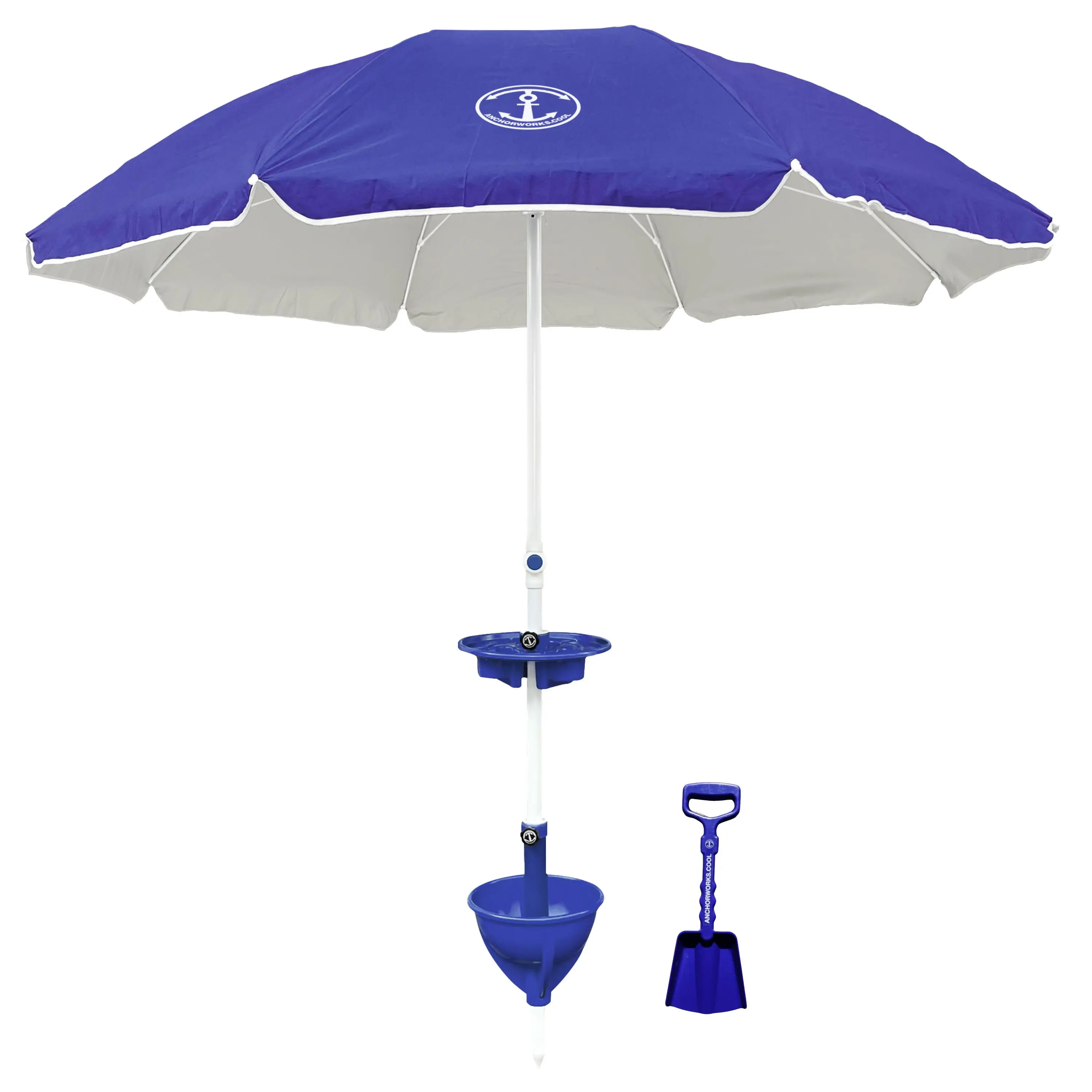 AnchorONE No-Fly Beach Umbrella | ASTM-Certified 25MPH Windproof Anchor System | UPF 50+ 7FT Canopy, Bag & Tray Included | Family Beach Safety