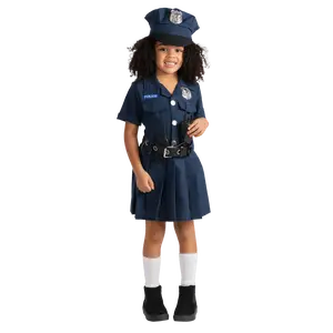 Police Officer Costume Dress For Kids | Navy Blue Uniform Set with Cap, Walkie Talkie & Belt - Suitable for Halloween , Cosplay, Pretend Play & Role Play - Imaginative Play Set Gift