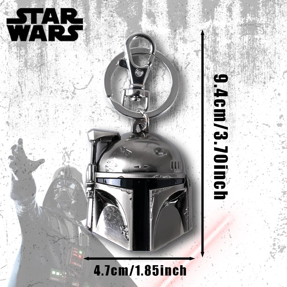 Star Wars Keychain Silver Metal Alloy Bag Clip Official License 1pc Boba Fett The Mandalorian Din Djarin Helmet Grogu Yoda 3D Carving Keyring Movie Collection Explore Space Gifts Drop-proof Key Chain