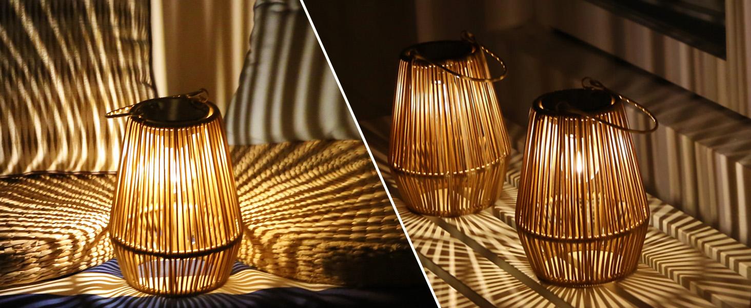 Solar Garden Lights, 2/4Pack Handwoven Rattan Solar Lantern, Special Design Outdoor Solar Garden Lights, Waterproof Solar Lights Suitable for Patio, Yard, Porch, Pathway, Decorative Lighting