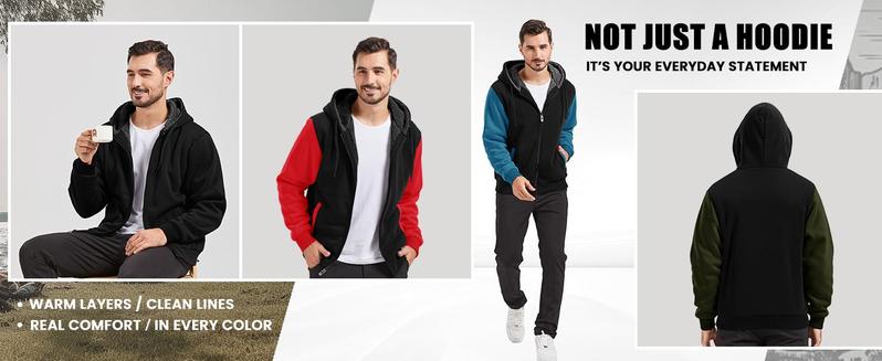 ZITY Men’s Sherpa Zip Hoodie – From Gym to Street, One Jacket Does It All Fall Winter Outerwear Casual Coats Long Sleeve Tops tiktok shop deals gifts for him streetwear gifts