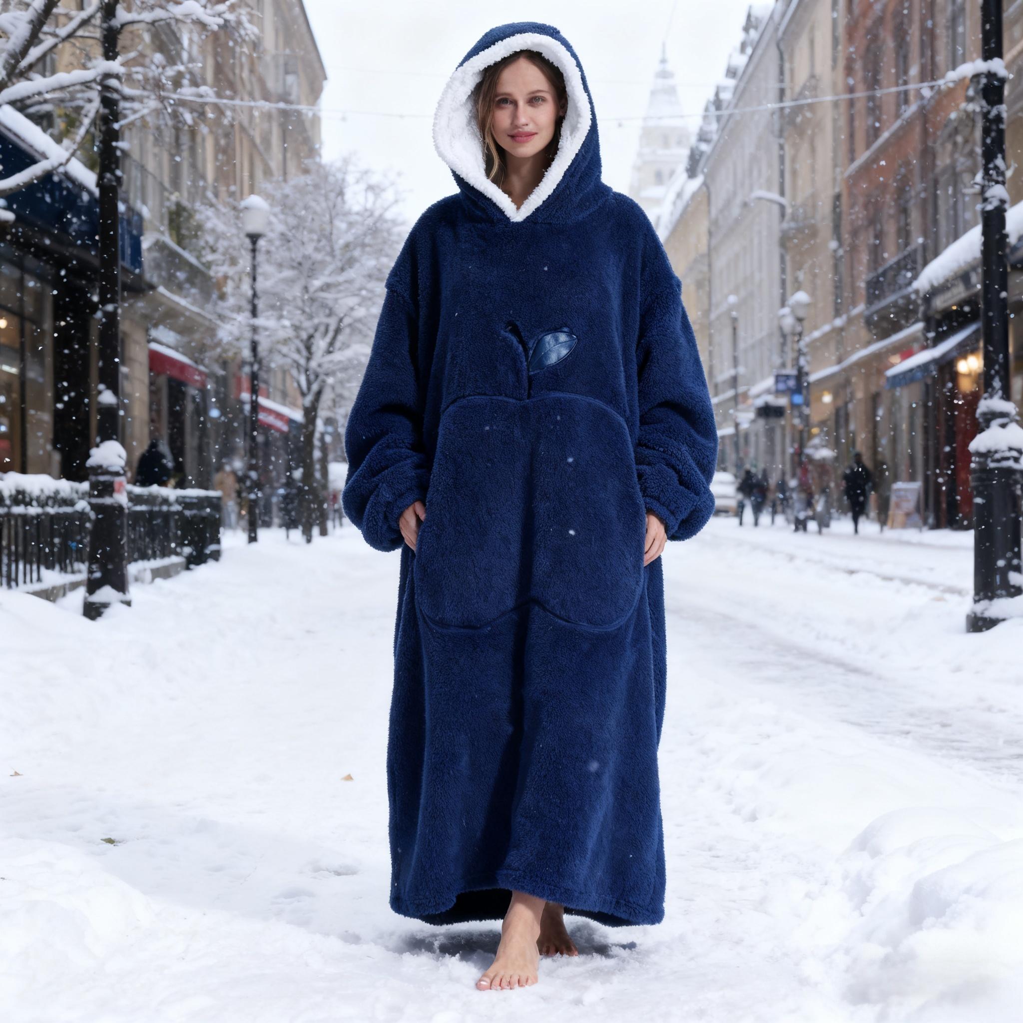 Solid Color Apple-Patterned Warm Winter Coat Long Length Long Sleeve for Cold Days dressing  gown eeyore  onesie