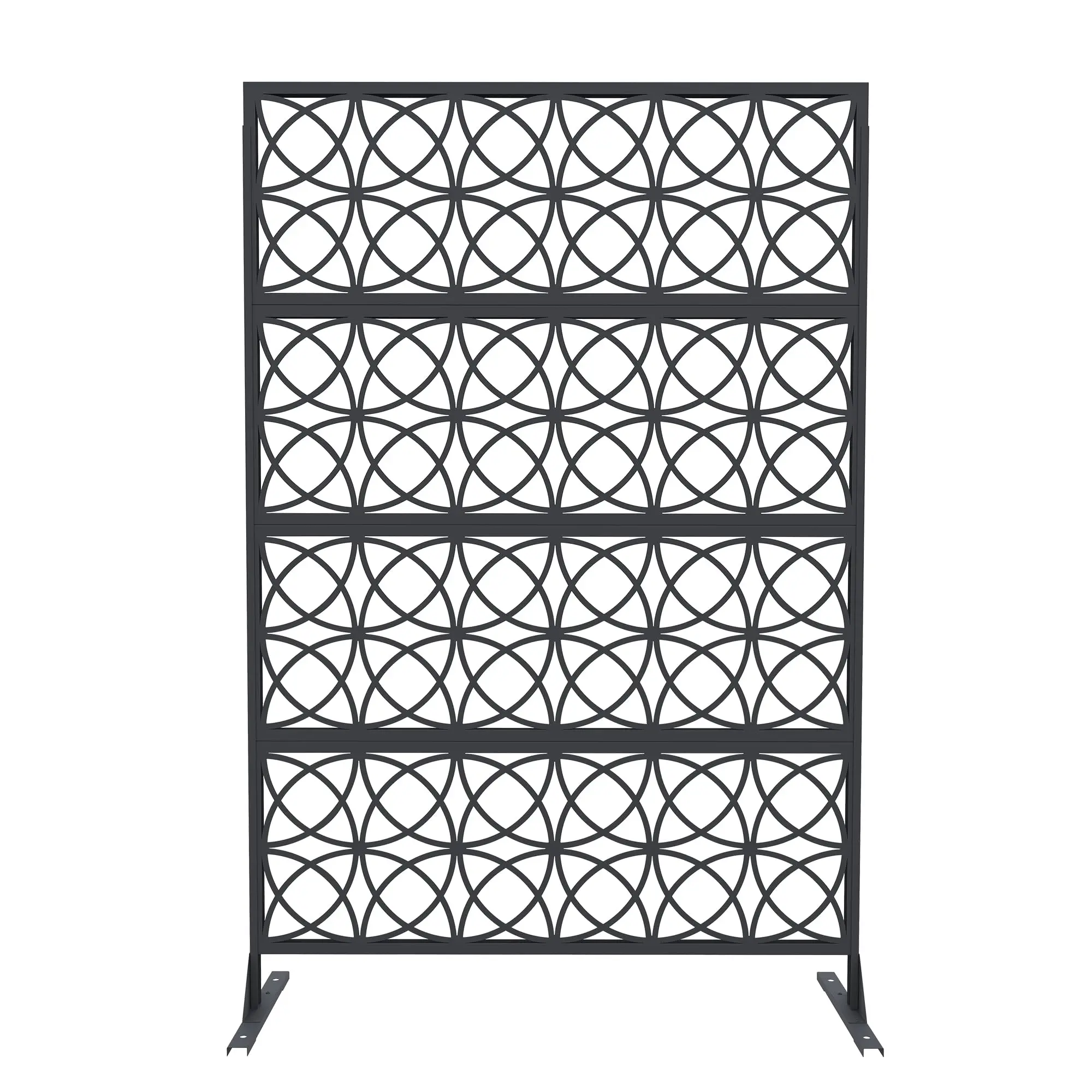 GAOMON Decorative Metal Garden Fence Panels - Black Scroll Pattern, 24-Inch Height, Rust-Proof, Easy Snap-Together Installation, Copper Coin Accent, Ground Stakes, Decorative Room Dividers, Low Maintenance, 10-Minute Setup Guide, Outdoor Balcony Use