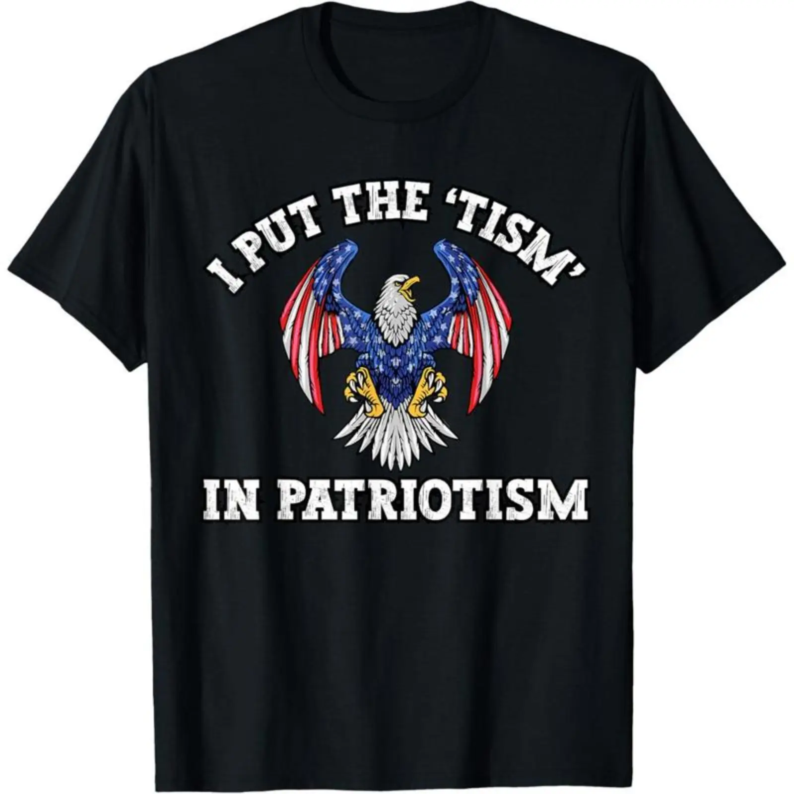 Men's Cotton Casual T-Shirt - "I Put The Tism in Patriotism" Graphic Print