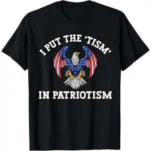 Men's Cotton Casual T-Shirt - "I Put The Tism in Patriotism" Graphic Print