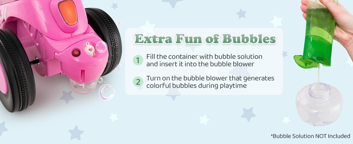 Costway Electric Bubble Car,6V Toddler Motorcycle with Bubble Maker,LED Light,Music,Foot Pedal,Forward/Backward, for Kids,Gift for Boys Girls,Christmas Festival Gift Black Friday Cyber Monday