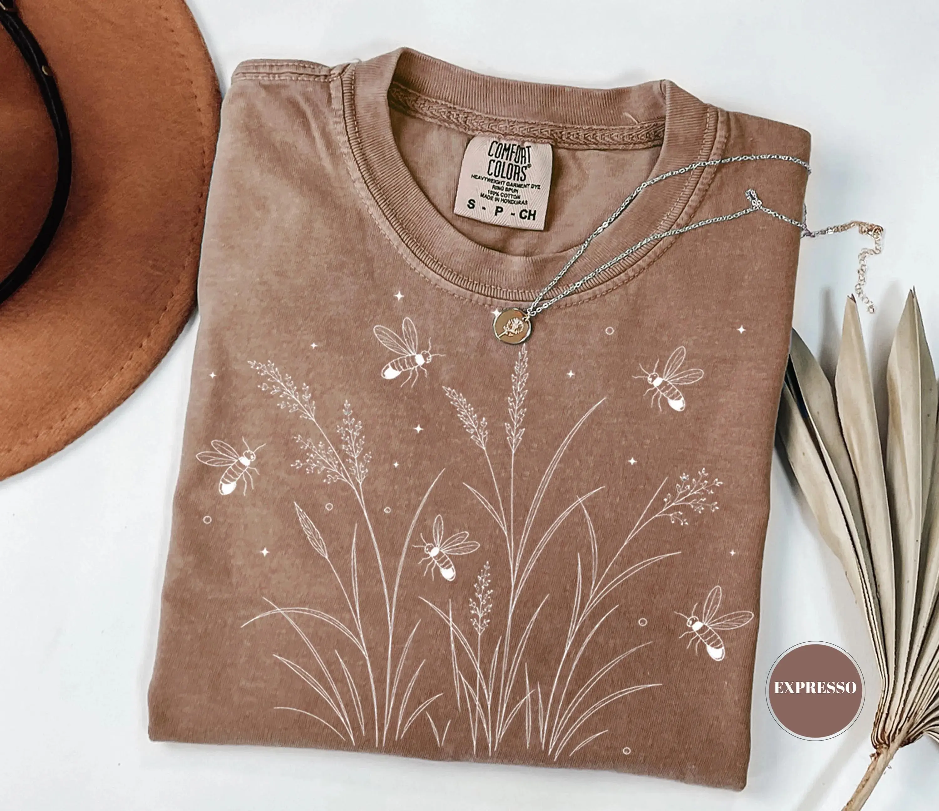 Comfort Colors Firefly Wildflower T-shirt, Cottagecore Cotton Tee, Boho Botanical Nature Lover Gift, Vintage Garden Aesthetic Clothing