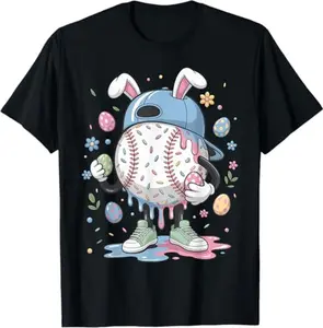 Easter Baseball Drip Easter Bunny Boys Women T-Shirt Menswear Top