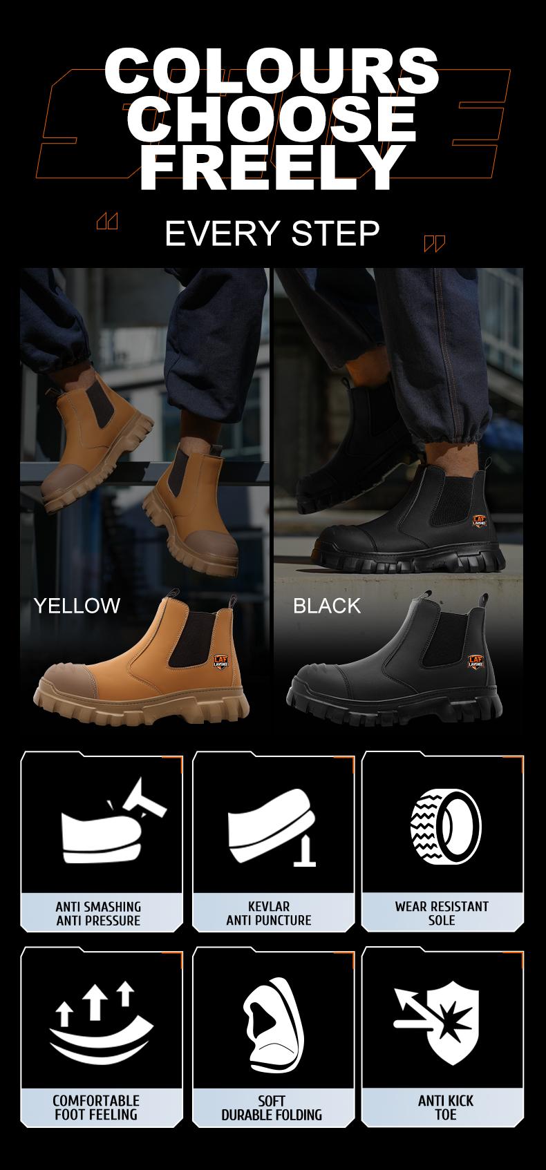 Lightweight steel toe brown anti slip work shoes - splash proof, smash proof, puncture proof, breathable safety shoes SpringStatements