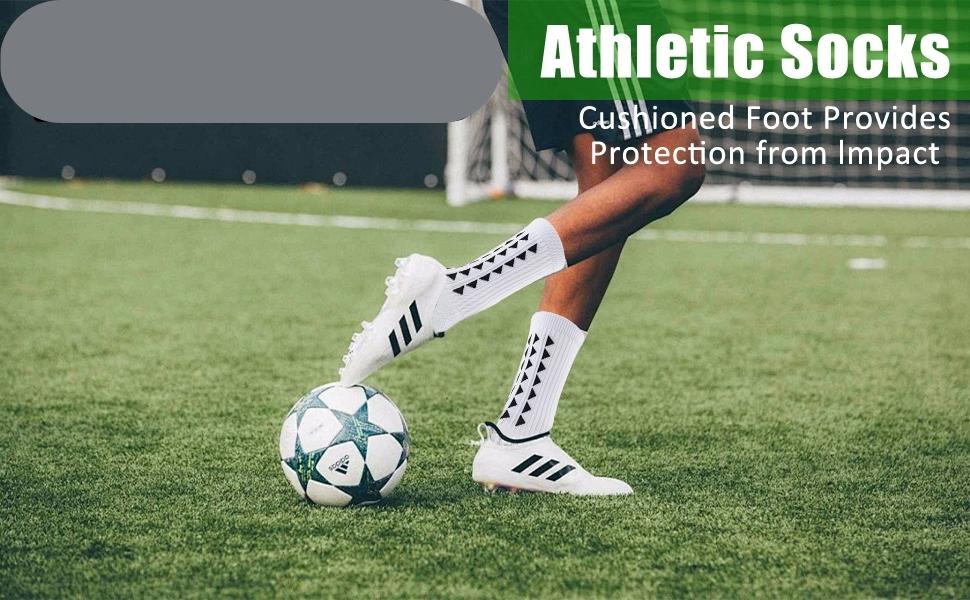 Unisex Soccer Socks 3/6/10 Pairs Breathable Cushioned Non-Slip Silicone Grips Mid-Calf Professional Training Socks for Matches Workouts