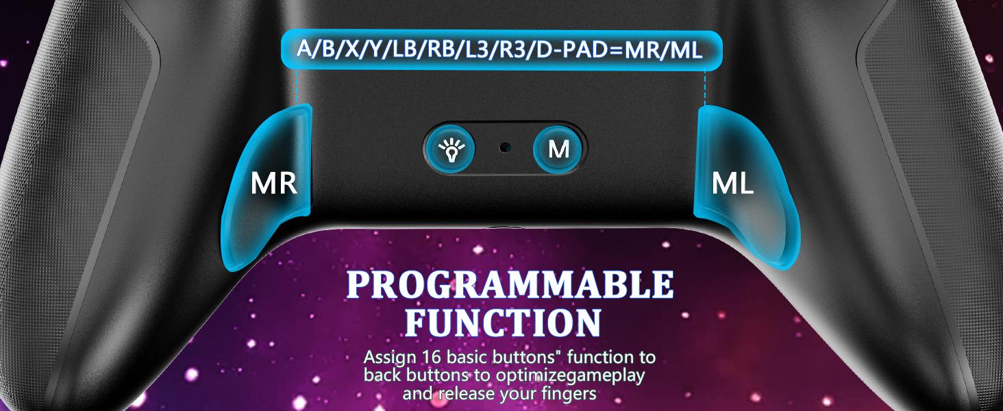 YUYIU Elite 2.4G Wireless Controller for Xbox Series X|S & Steam PC with 7 RGB Lights Dual Vibration Turbo Programmable 3.5mm Audio Jack 1000mAh Battery