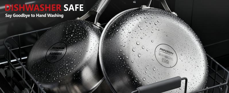 ROVSUN 11-Pcs Stainless Steel Cookware Set, Tri-Ply Pots and Pans Set with Lids, Full Clad Stainless Steel, Non-Toxic Kitchen Set, PFOA & PTFE Free, Compatible for All Cooktops