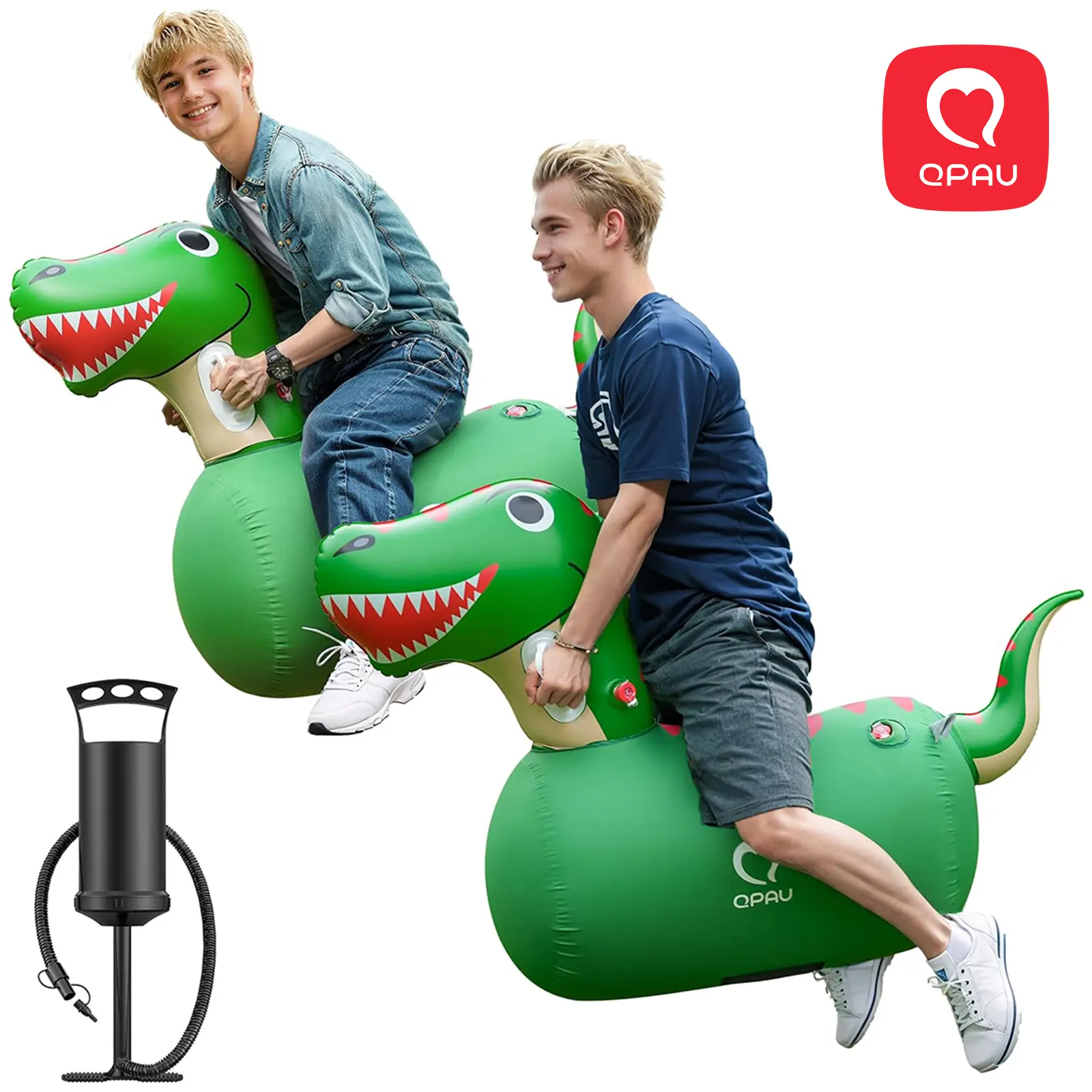 QPAU Inflatable Bouncy Dinosaur Toys 1/2 PCS with Hand Pump, Heavy Duty Giant Bouncy Pal, 220lbs Load Capacity, Ride On Bouncy Animal Hopper Toy, Indoor Outdoor Bouncers for Girls Boys Ages 5+ Adventure Durable Laughter homeessentials, back to school