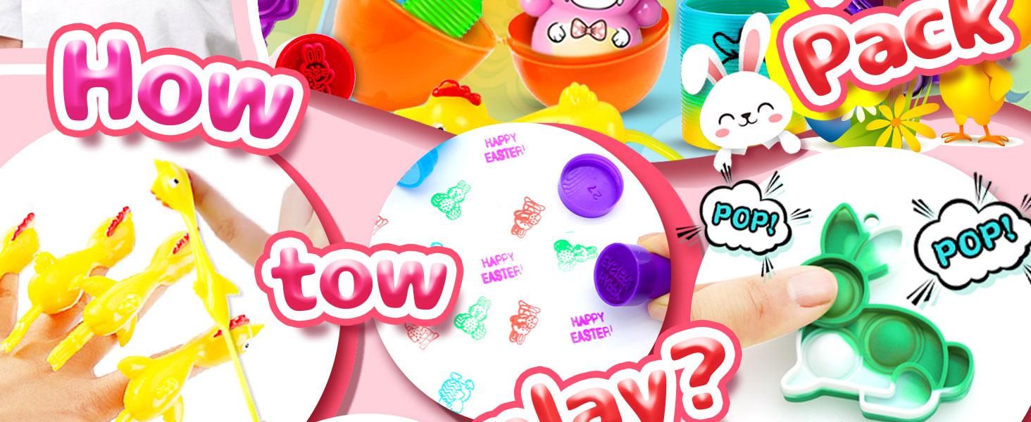 100Pack Prefilled Eggs with Toys Inside for Filling Specific Treats, Easter Theme Party Favor, Basket Stuffers, Classroom Prize Egg Supplies Toy for Kids