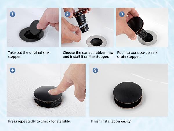 Hibbent Upgraded 3 in 1 Bathroom Sink Drain Strainer, Pop Up Sink Stopper with Big Push Cap, Anti-Clogging Metal Filter Basket,Sink Plug with Hair Catcher for 1.1''~2.36'' Basin, Oil-Rubbed Bronze