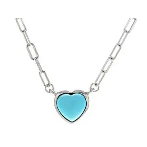 JTV Blue Sleeping Beauty Turquoise Rhodium Over Sterling Silver Necklace