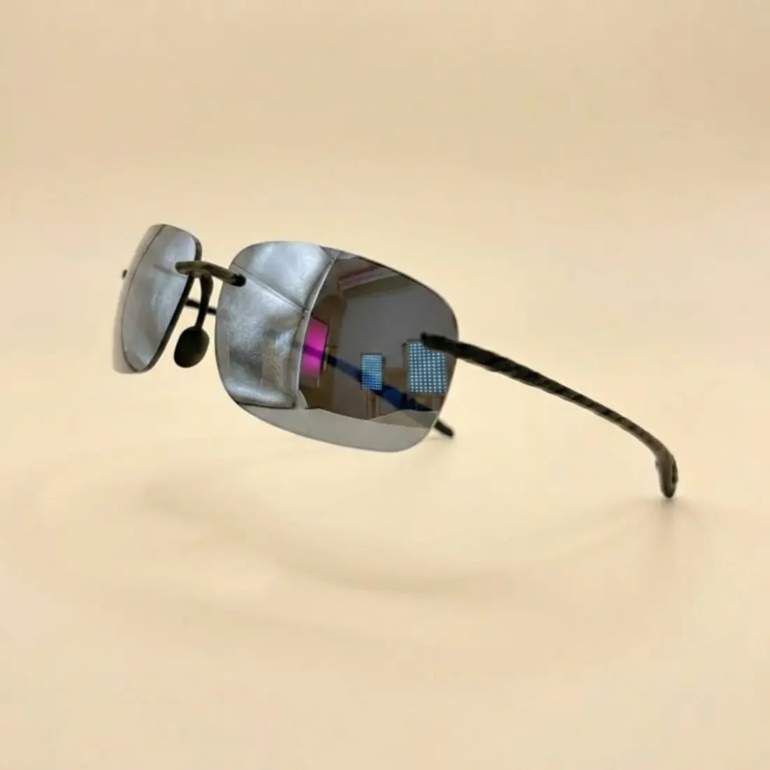 Men's Ultra-Light Rimless Polarized Sunglasses, UV400 Anti-Glare for Driving & Sports, Unbreakable Flexible Frame, No-Pressure Comfort Fit