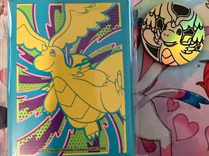 Dragonite sleeves and coin Dragonite sleeves and coin