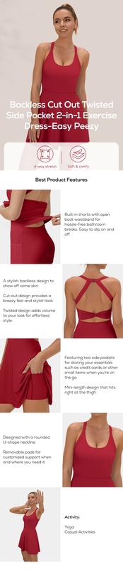 Halara Softlyzero Airy Backless Twisted Cool Touch Dance Active Dress-Easy Peezy Edition