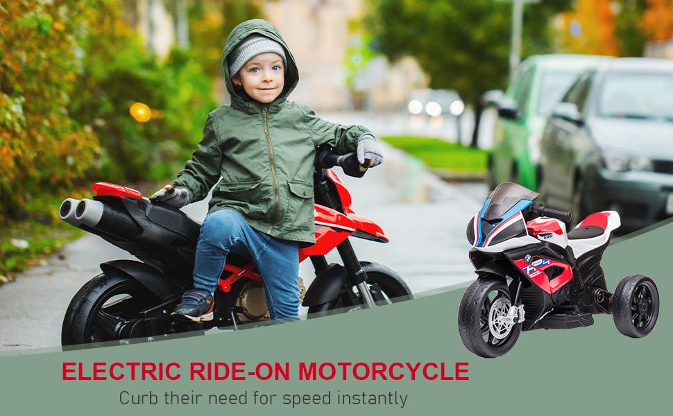 Aosom 6V Kids Motorcycle Licensed BMW, Toddler Motorcycle with Headlight, Music, 3 Wheeled Electric Motorcycle for Kids, Gift for Boys & Girls