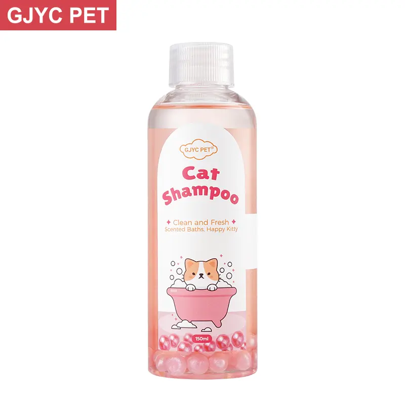 GJYC PET 150ml Liquid Cat Shampoo - Cleaning Grooming Supplies for Kittens, Sensitive Skin Safe, Odour Control, Shed Control, Soft & Shiny Coat, Classic Scent, Ideal for Regular Baths