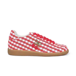 Mary - red and white checker with cherry pattern
