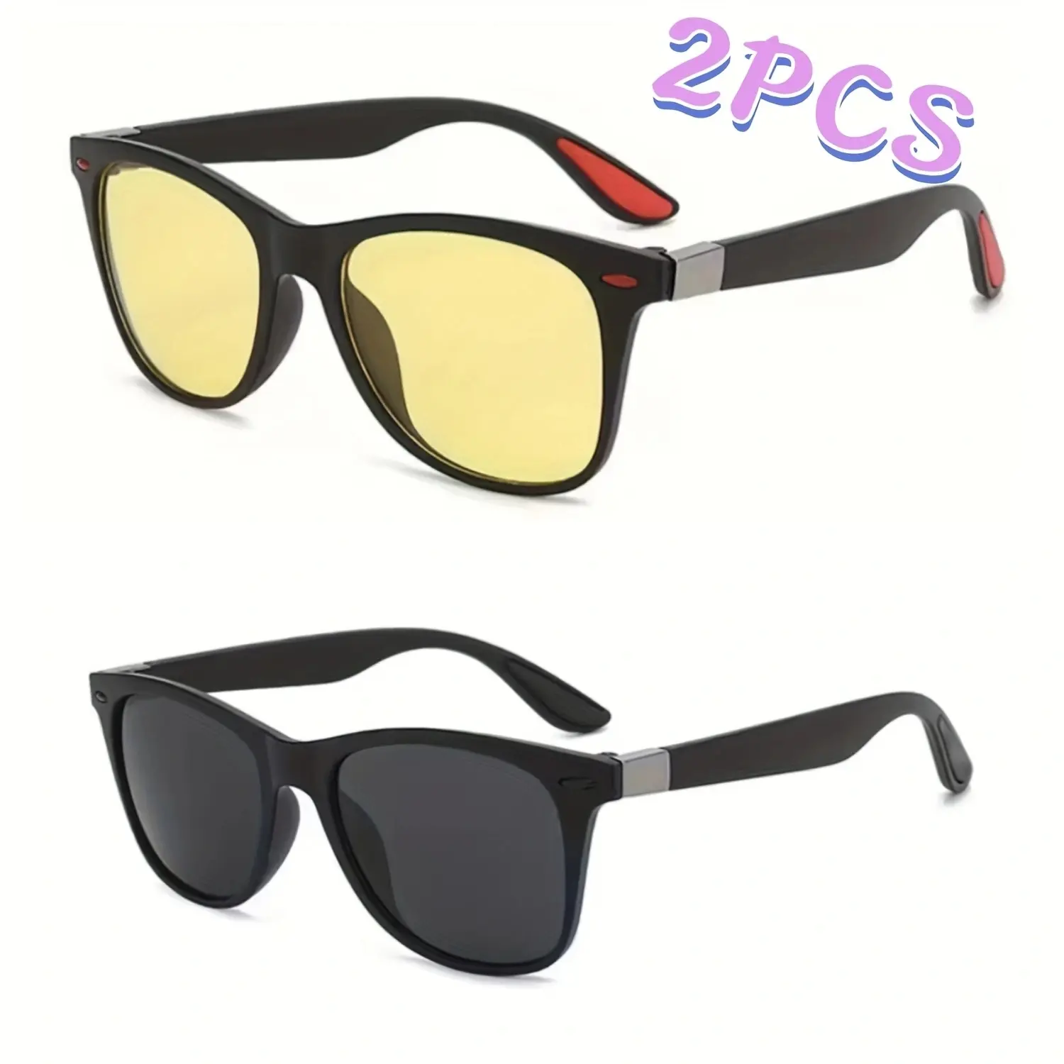 Unisex Polarized Sunglasses (2 Pairs) - UV400 Sun Protection, Anti-Glare Driving Glasses, Lightweight Wear, Casual Fashion, TikTokShop New Year Deals