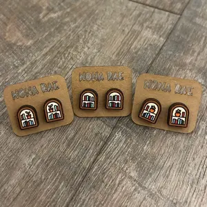 Bookshelf Earrings – Book Lover Wooden Stud Earrings