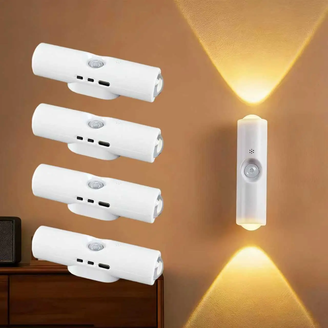Rechargeable Smart LED Motion Sensor Ambient Light, Motion Sensor Night Light,Cordless LED Wall Night Lights,Magnetic Mount,500 mAh BatterySuitable for Bedrooms,Stairs,and Wardrobes