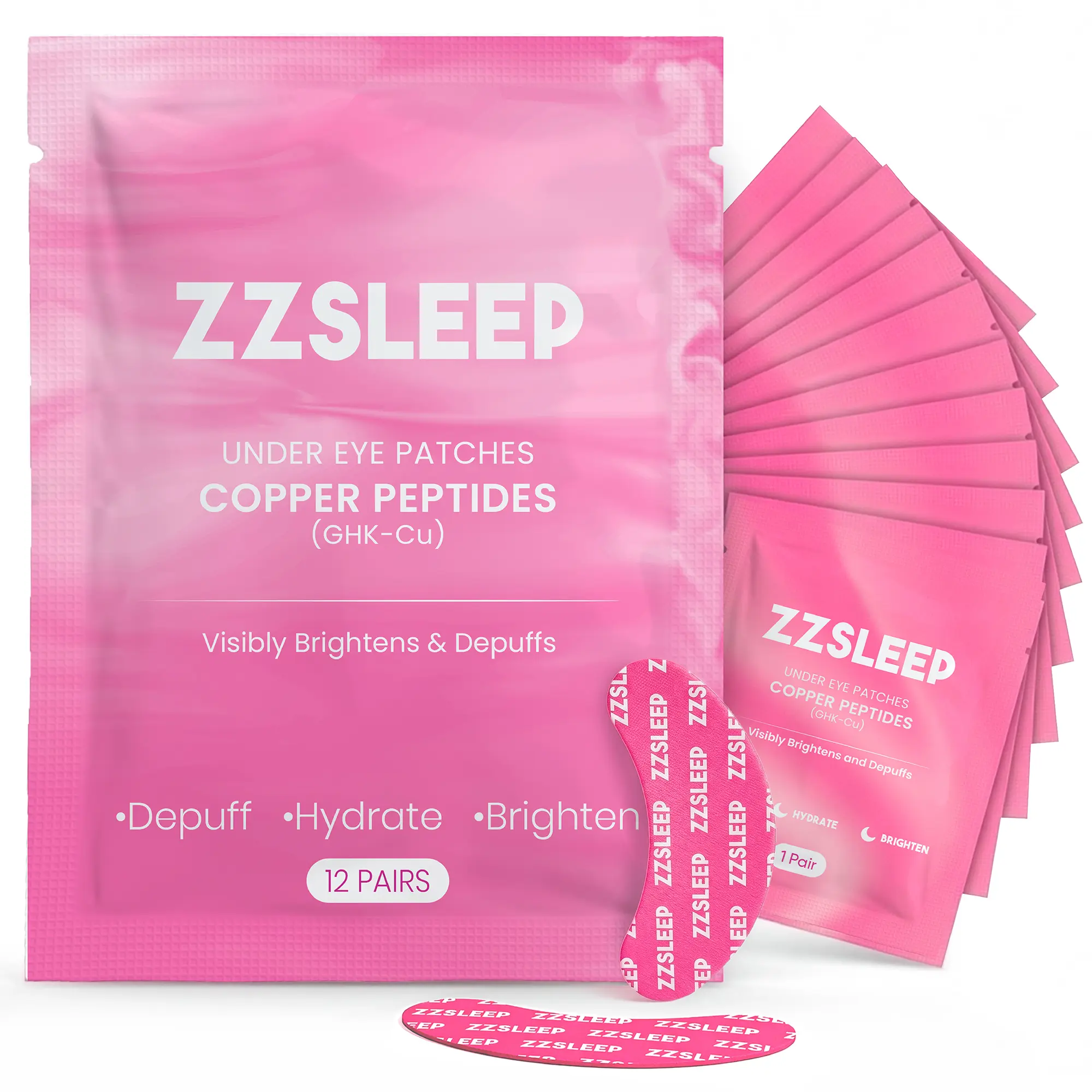 ZZSLEEP Under Eye Patches – Hydrating & Depuffing Hydrogel Eye Masks with Caffeine & Peptides (12 Pairs)