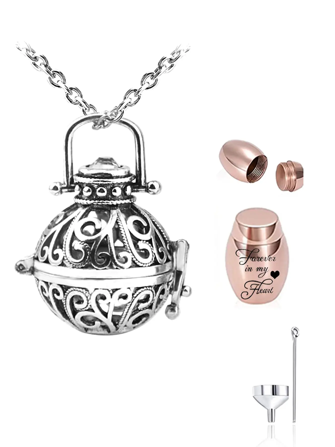 Vintage Hollow Flower Urn Necklace for Ashes, Boho Style Necklace, Memorial Locket Pendant Jar, Keepsake Cremation Jewelry, Forever in My Heart Design, Exquisite Jewelry Gift