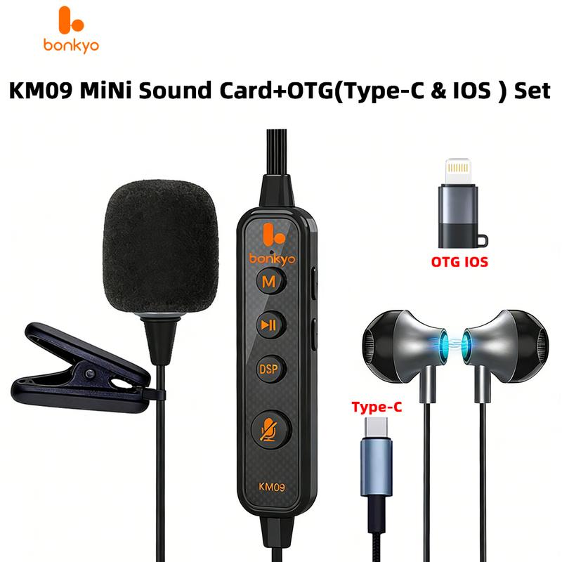 Bonkyo Sound Card Karaoke Headset with In-ear Monitoring | Voice Changer | Reverberation | Built-in Sound Card | Top Sound Quality | Karaoke Microphone | YourPortable Karaoke Headphones