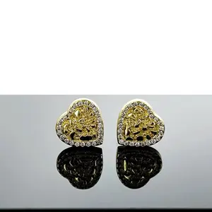 Gold Heart Earrings for Women| Cute Sparkly Stud Fashion Jewelry