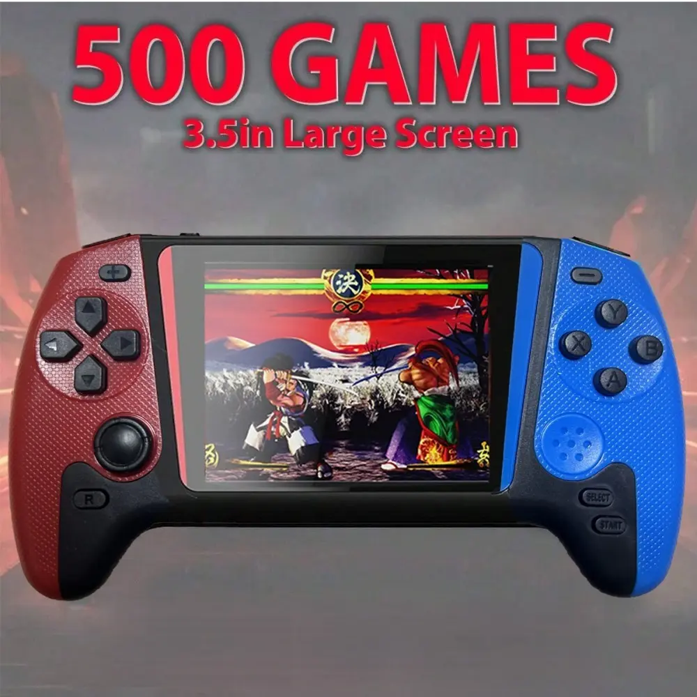 Portable Retro Video Handheld Games Console, 3.5-Inch Joystick, 500 Game Library, Wireless Controller, Rechargeable Battery, TV Connection, Handheld Cordless, Handheld Gaming Console, Portable Gaming System, Portable Game Player