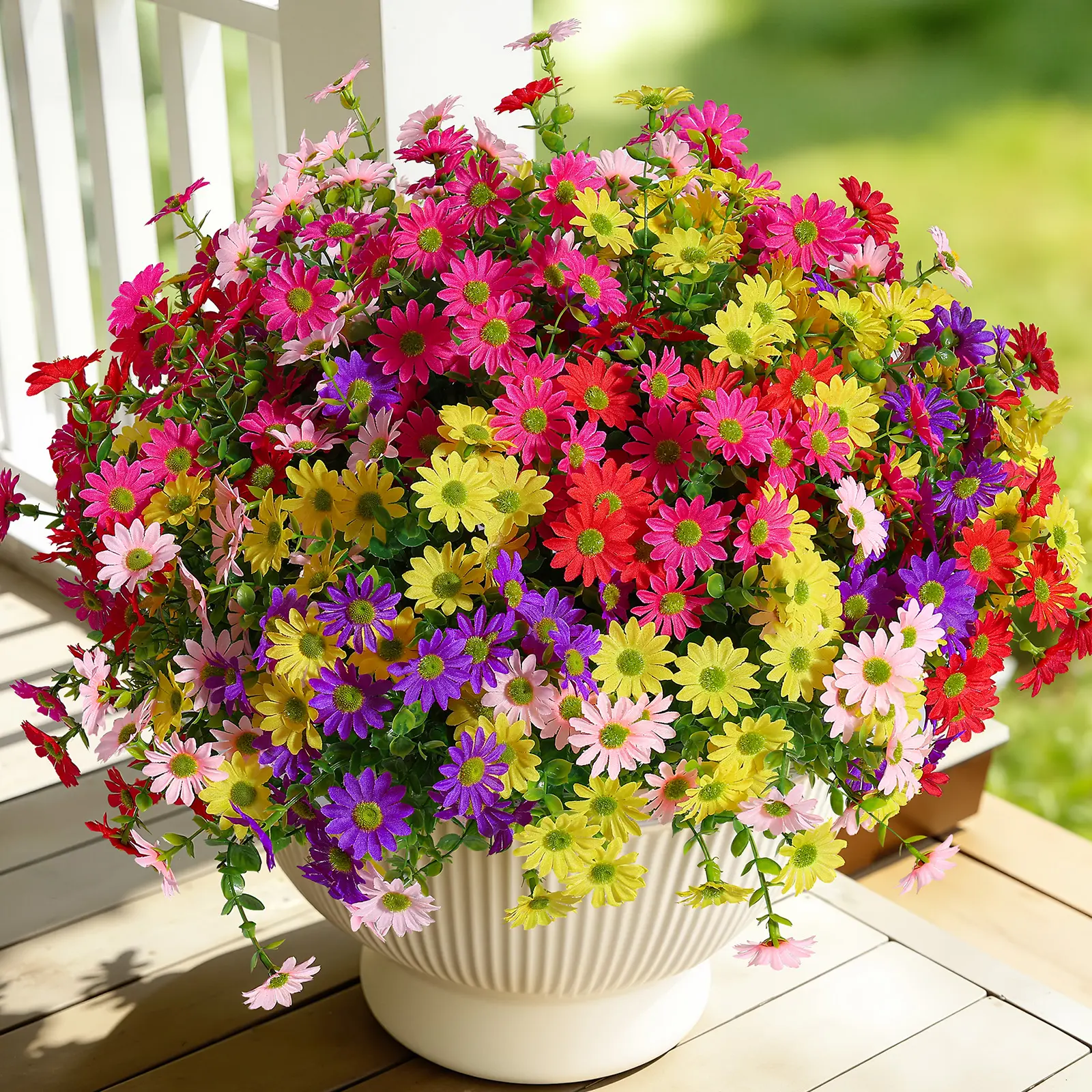 20 Bundles Artificial Daisies Flowers, UV Resistant Faux Silk Plants for Outdoor Indoor Decor, No Fade Fake Spring Flowers for Garden, Porch, Patio summerwins