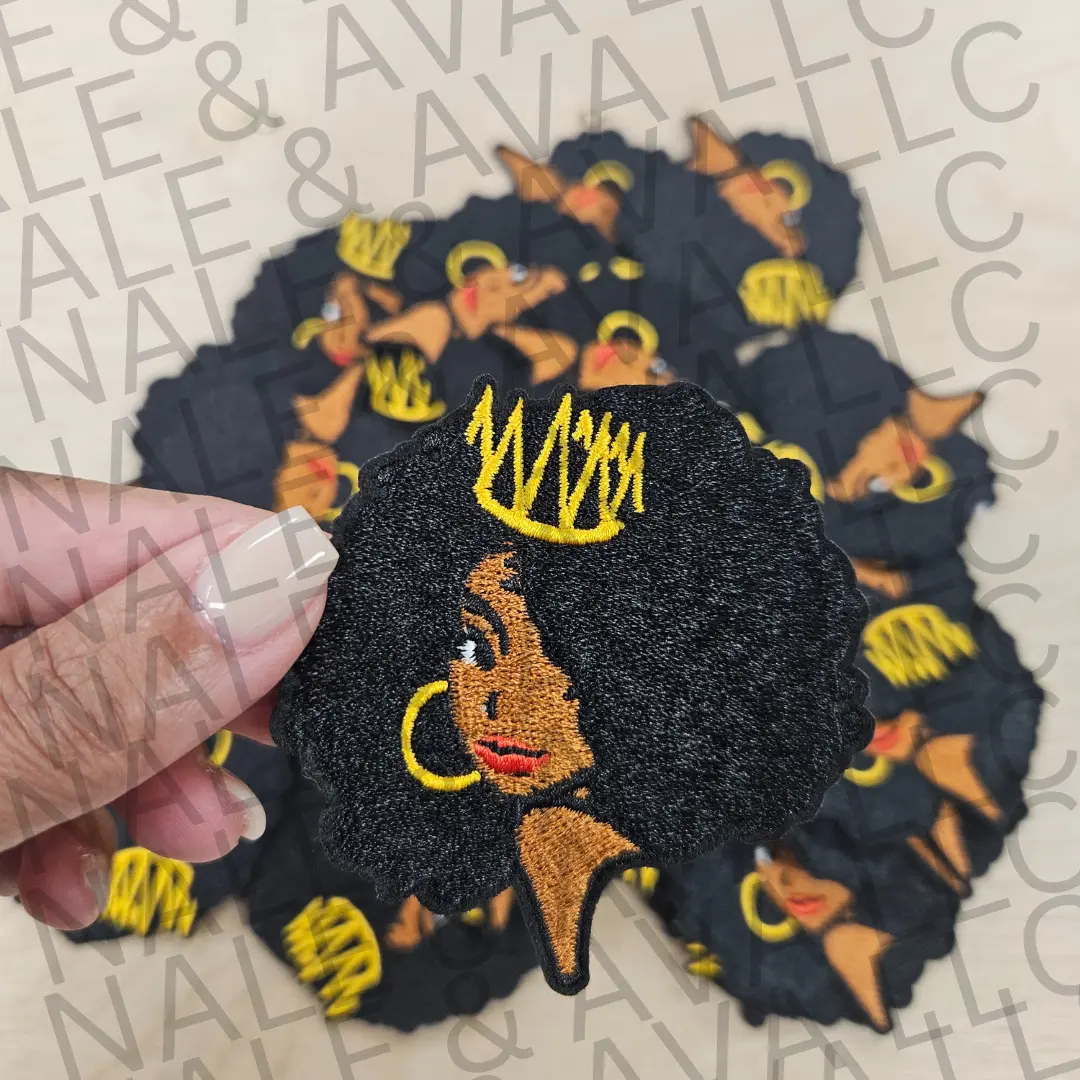 Black Girl Crown Hat Patch (1 Patch)