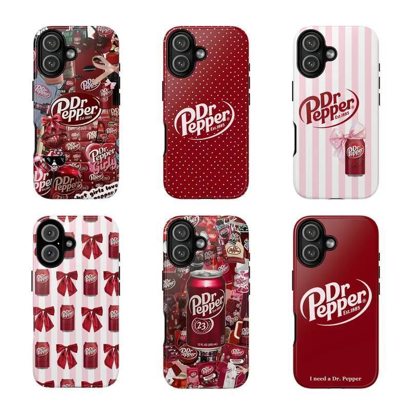 DrPeppe Lover's iPhone Case - Festive Bow Design Creative Transparent TPU Phone Case iPhone | New Design Dr Pepper Phone Case, Protective Cover For iPhone 17-8 Cases, Coquette Tough Case 17 16 15 14 13 12 11 X 8 7 SE | Cover Protective