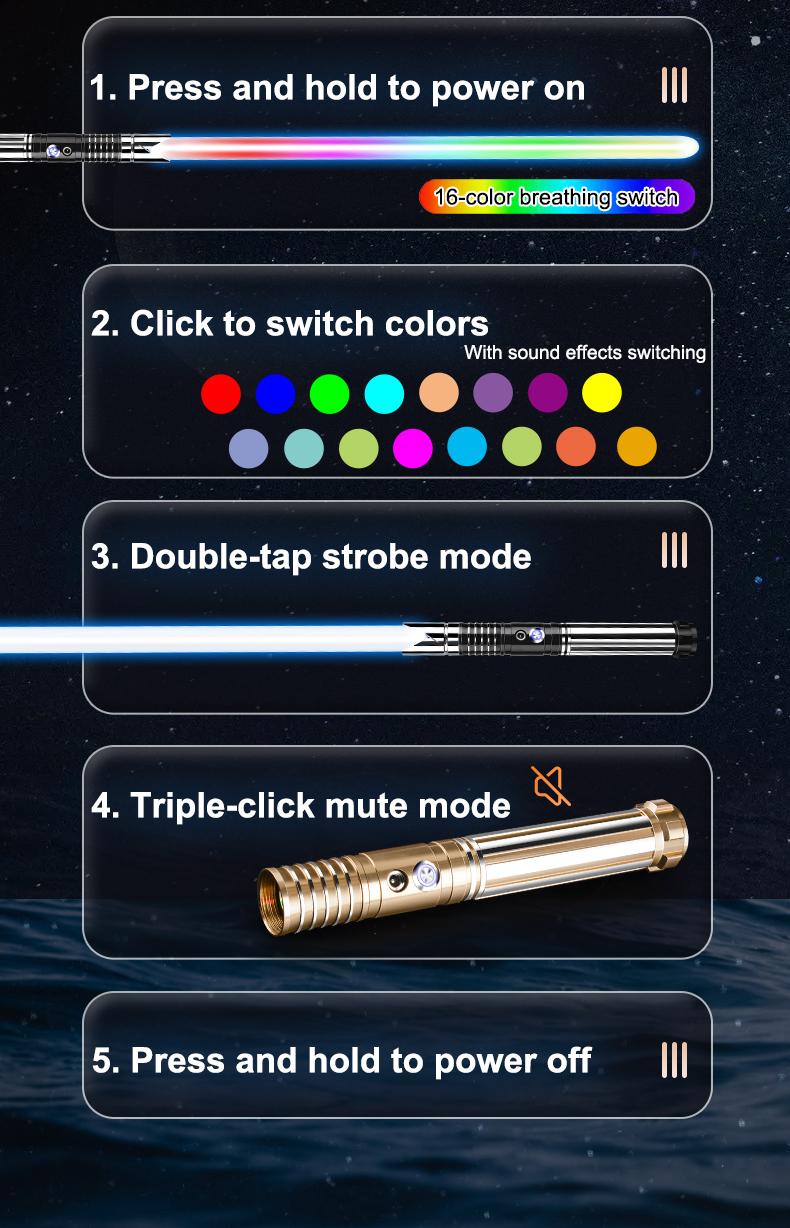 Light Saber, Heavy Dueling Light Sabers 2 Pack, 12 RGB Colors 16 Sound Fonts with Metal Hilt Double-Bladed Light Saber Smooth Swing Motion Control 2 in 1 Light Sabers for Adults Valentine's Day gift