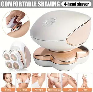 Women' & Full Body Electric Shaver and Hair Clipper - 4-Head 360° Rotating USB- Wet/Dry Shaver Suitable for Face, Bikini, Legs, Arms, Chest & Underarms - Travel-Friendly Full Body Hair Removal Tool with Clipper