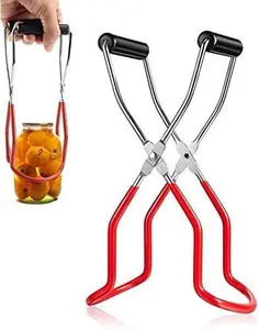 Canning Jar Lifter Tongs, Stainless Steel Jar Lifter with Rubber Grips - for Slip Wide-Mouth Clip for Kitchen Restaurant