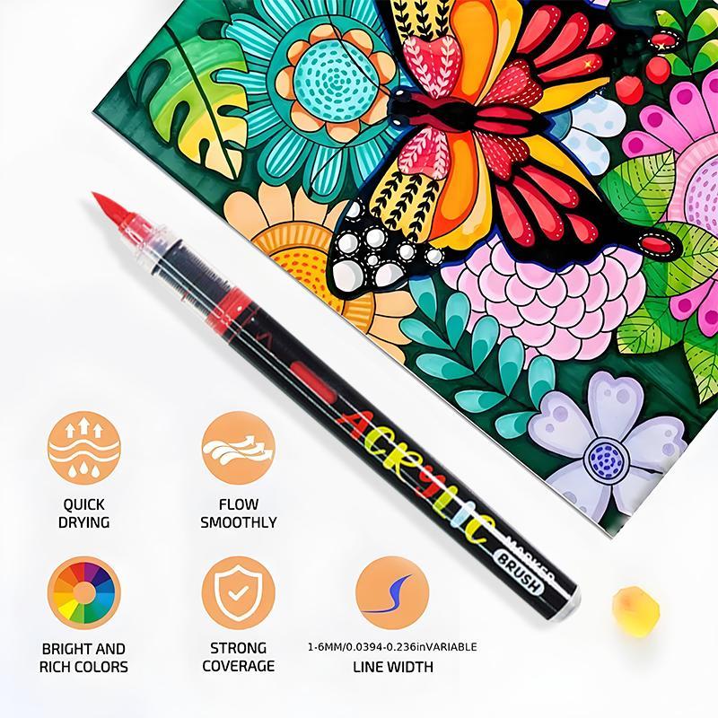 Acrylic Paint Markers, Soft Brush Tip Pens and Markers, Acrylic Paint Pens for Wood, Stone, Canvas, Glass, Fabric, Egg, Rock Painting and DIY Crafts Art Supplies (36)