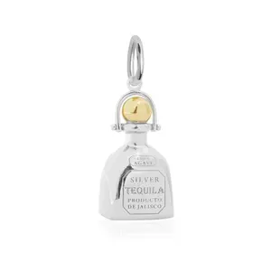 Two-Tone Tequila Bottle Charm Silver