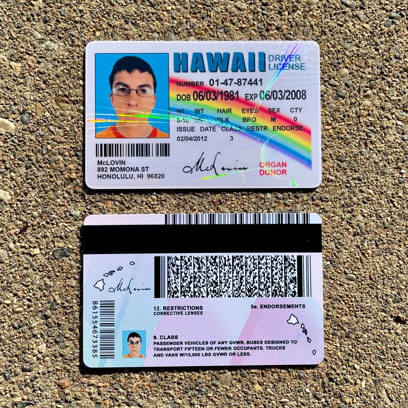 McLovin ID card from movie Superbad with Hologram