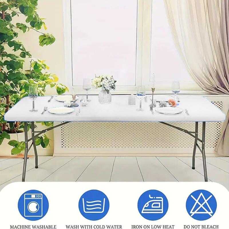 2 Pack Stretch Table Covers for 6FT Tables, Elastic Fitted Rectangle Tablecloths, Washable Spandex Fabric Tabletop Covers for Parties, Weddings, Picnics, Events (30"x72")
