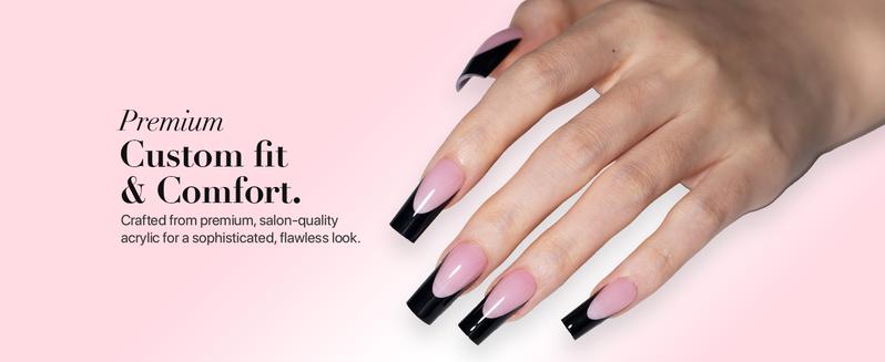 SXC Cosmetics X-Pro Tips French Tip Press On Nails - French Black Edition Starter Kit