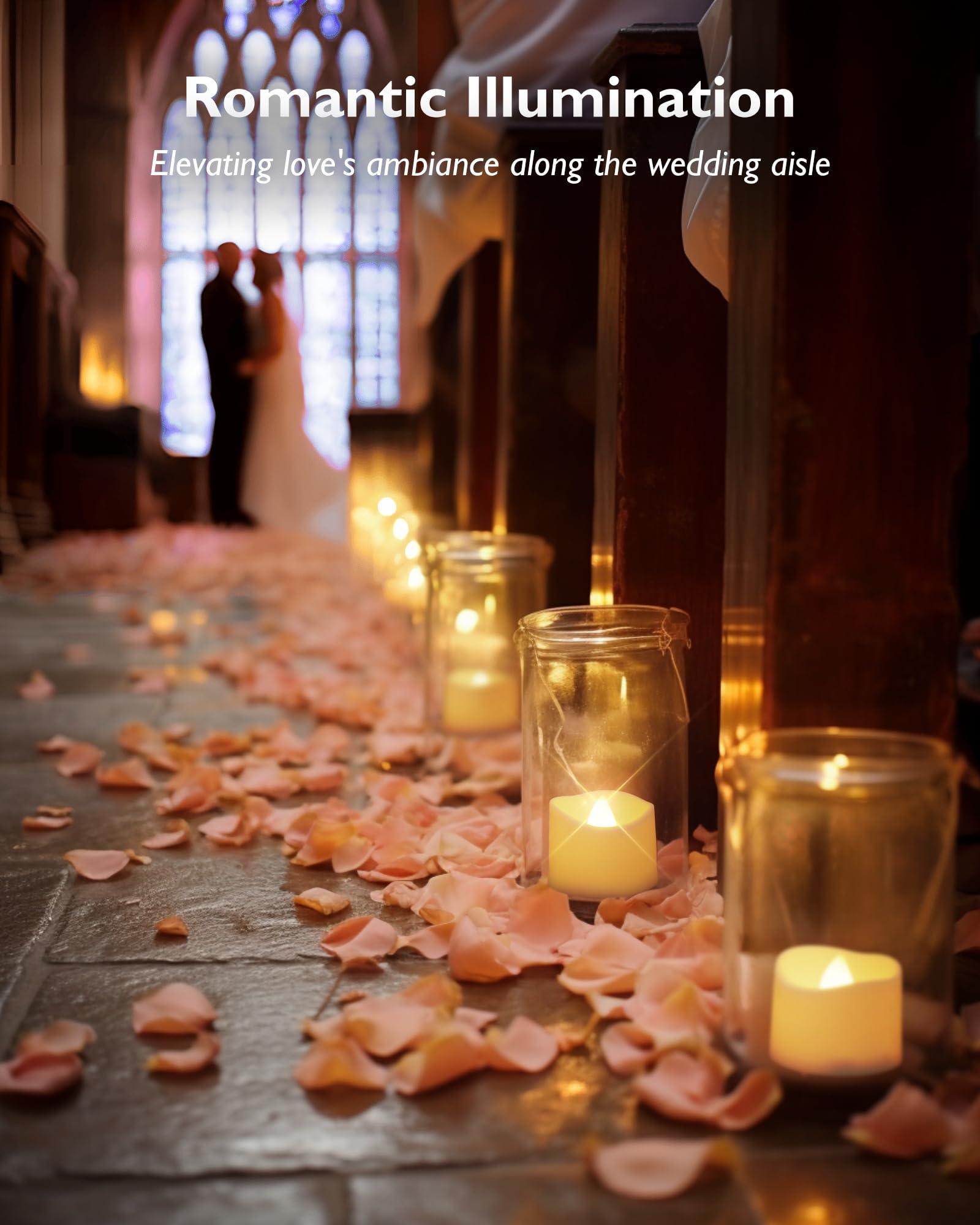 24-Pack / 48-Pack Novelty Flickering Flameless Tea Lights Candles, 200+Hours Battery-Operated LED Fake Candles for Wedding Table Centerpieces,Proposal,Anniversary, White Base, Ø1.5'' × H1.3''